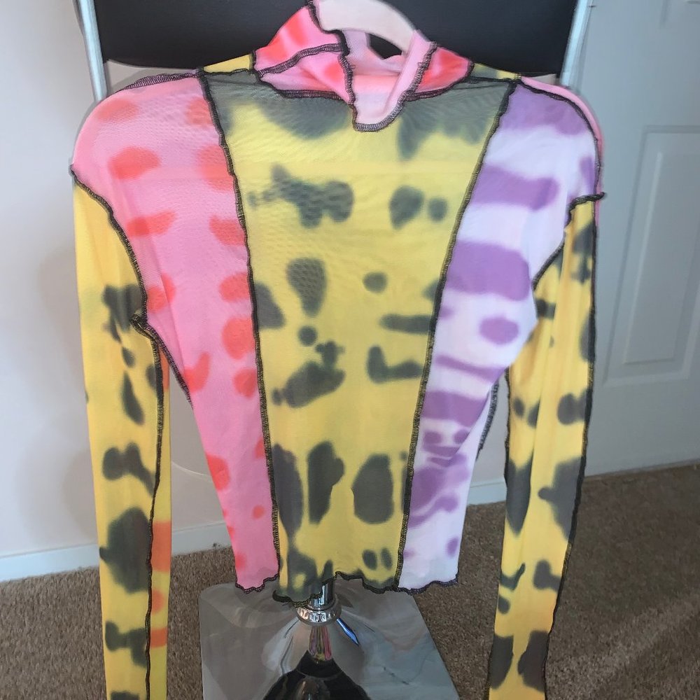 SOLD!!! Multicolored Tie Dye Mesh Top